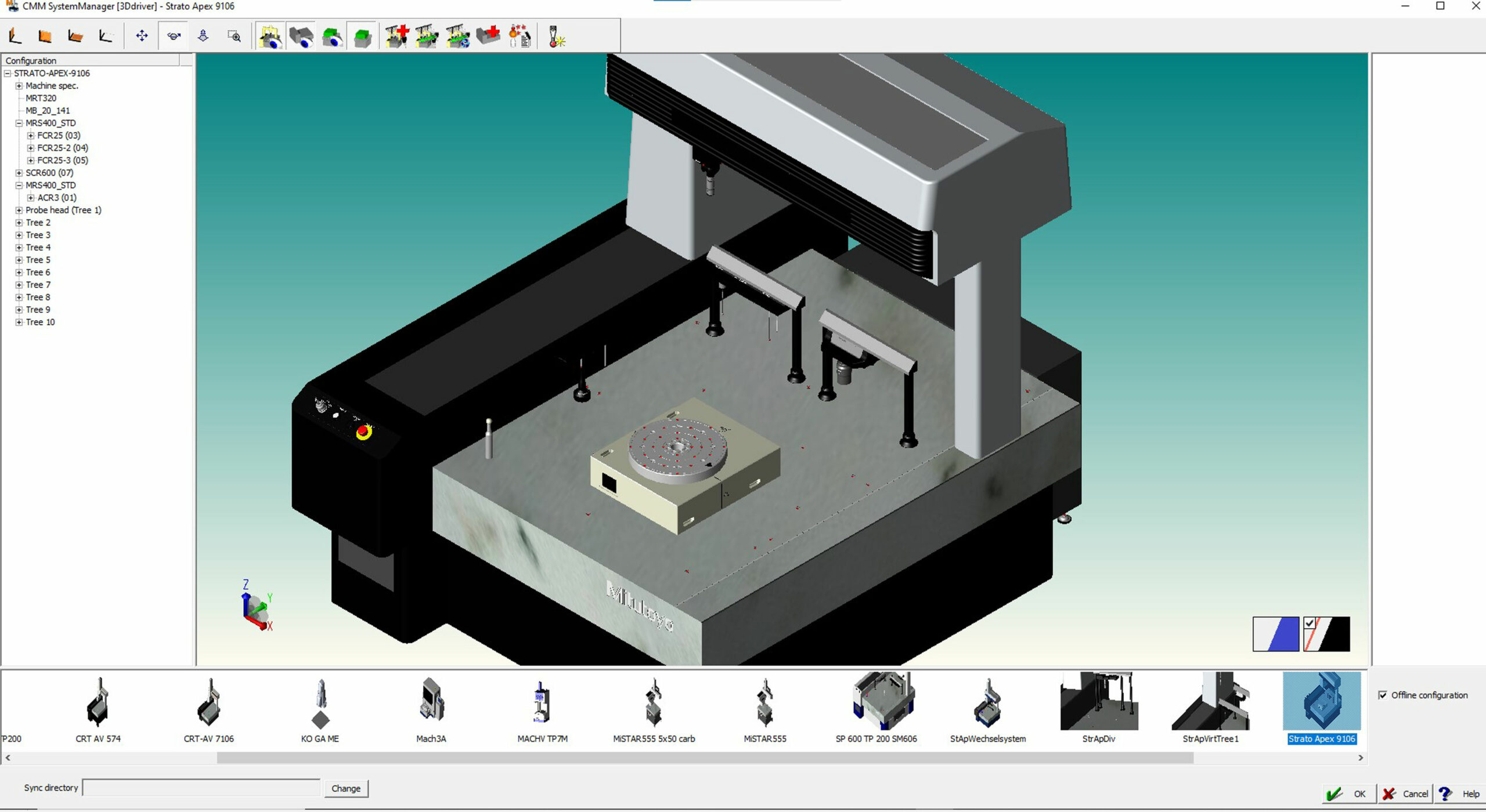 System Manager shows an overview of all of the periphery used with the measuring machine.